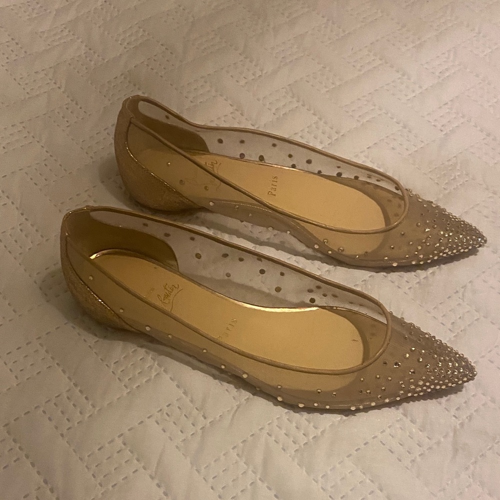 Christian Louboutin Gold Studded Flats